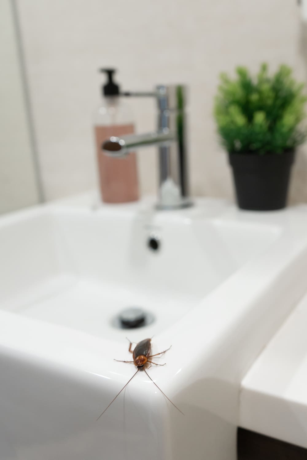 cockroach on bathroom sink